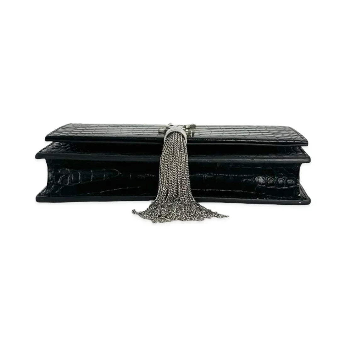 SAINT LAURENT  Croc Embossed Kate Tassel Chain Wallet