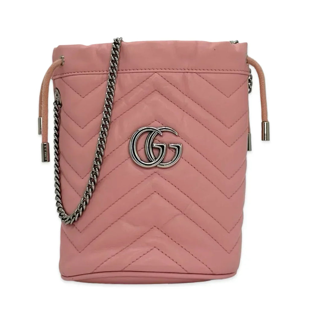GUCCI  Quilted Leather GG Marmont Mini Bucket Bag