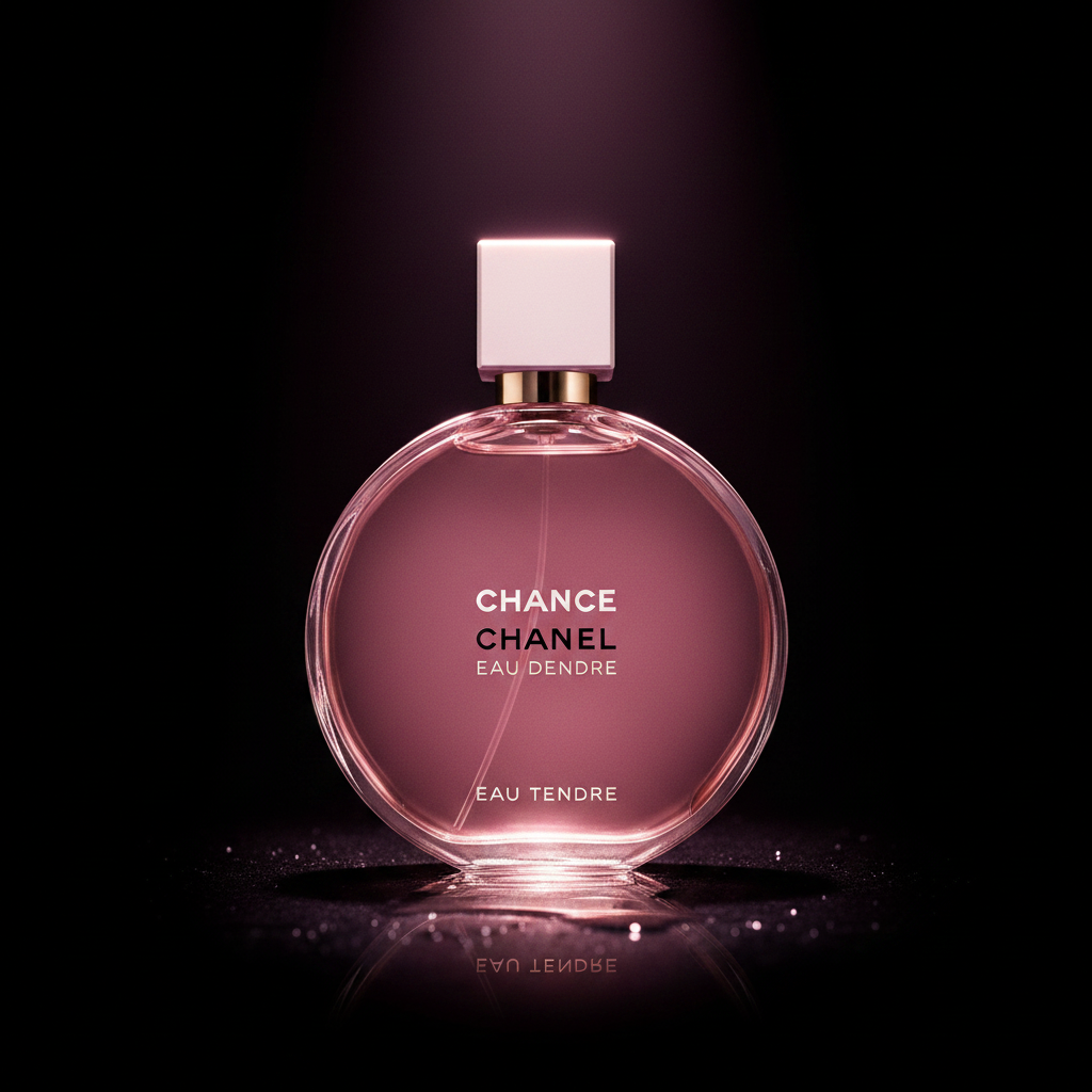 Chanel Chance cinematic dark background pink spotlight